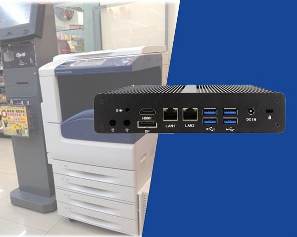 Potente PC integrado como unidad de control para una impresora multifunción.