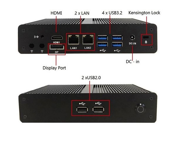 Kompakter Win 10, Win 11 lüfterloser Thin Client zu niedrigen erschwinglichen Kosten.