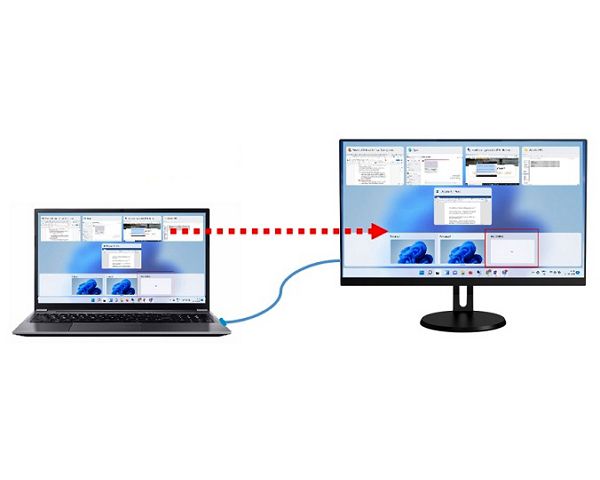 USB type C connected to a display port with power delivery in.